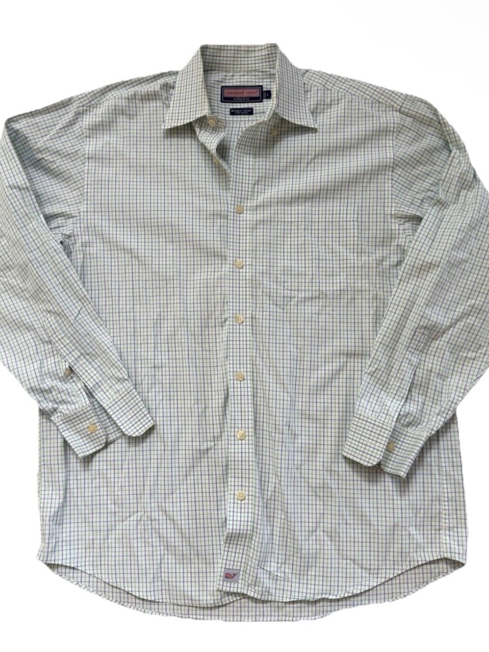 Vineyard Vines Murray Men’s Long Sleeve Button Down Shirt L Blue Green Plaid
